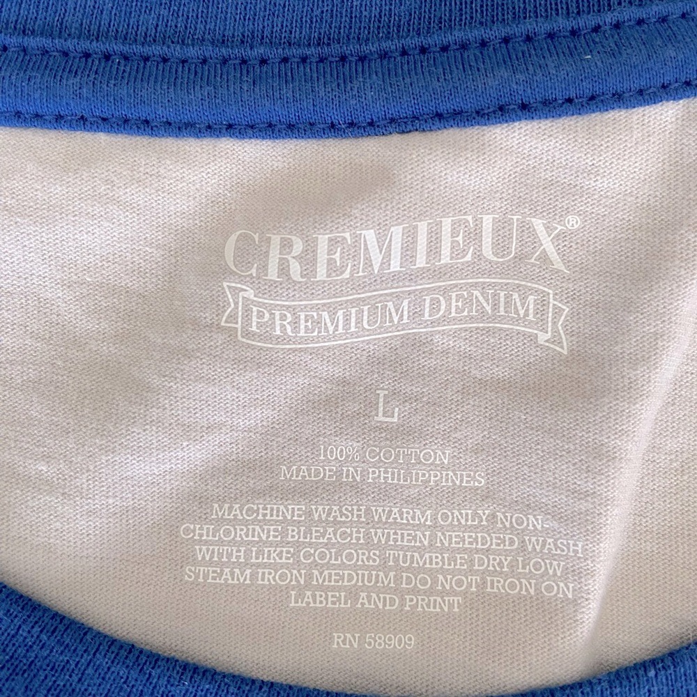 Cremieux Mens American Flag Raglan 3/4 Sleeve Graphic T-Shirt Blue Grey L NEW - Picture 3 of 4
